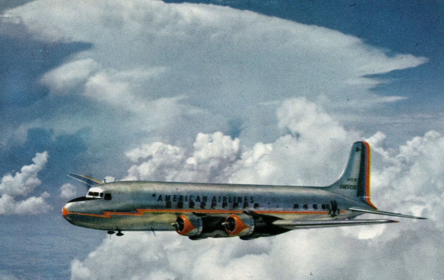 American Airlines Airplane 1953 DC-6 Flagship  Postcard