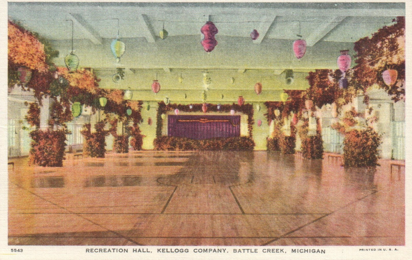Recreation Hall, Kellog Company Battle Creek Michigan Mich MI Postcard