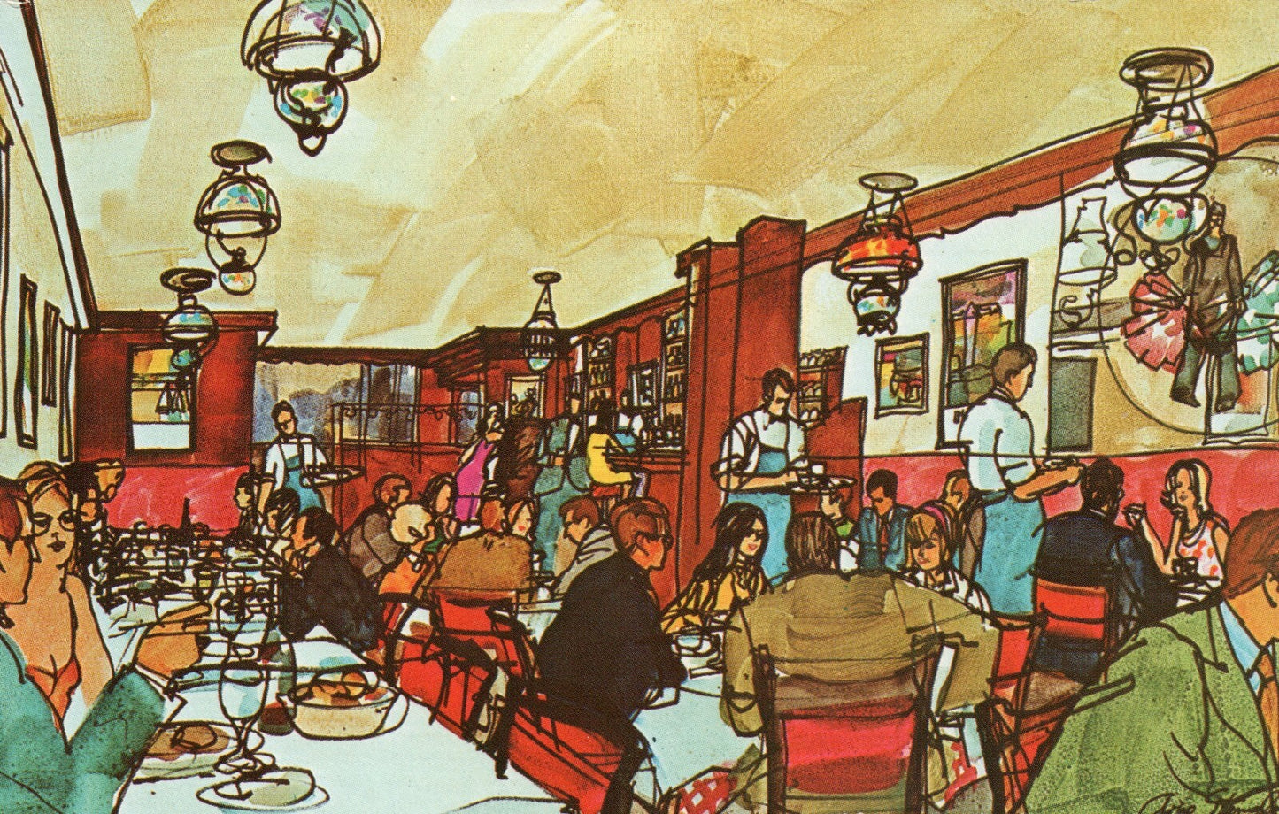 Interior Le Bistro Restaurant New York City NY Postcard