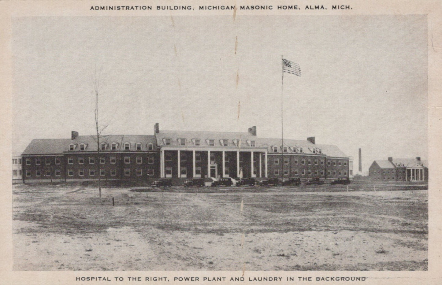 Real Photo Administration Building Masonic Home Alma MI Michigan M-1971 Postcard