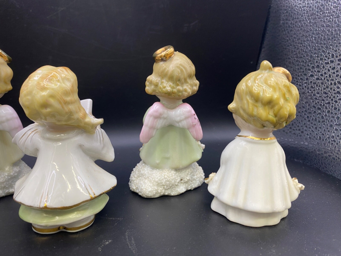 Set Of 5 Vintage 1950s Ajax Japan Ceramic Christmas Music Angel Figurines violin