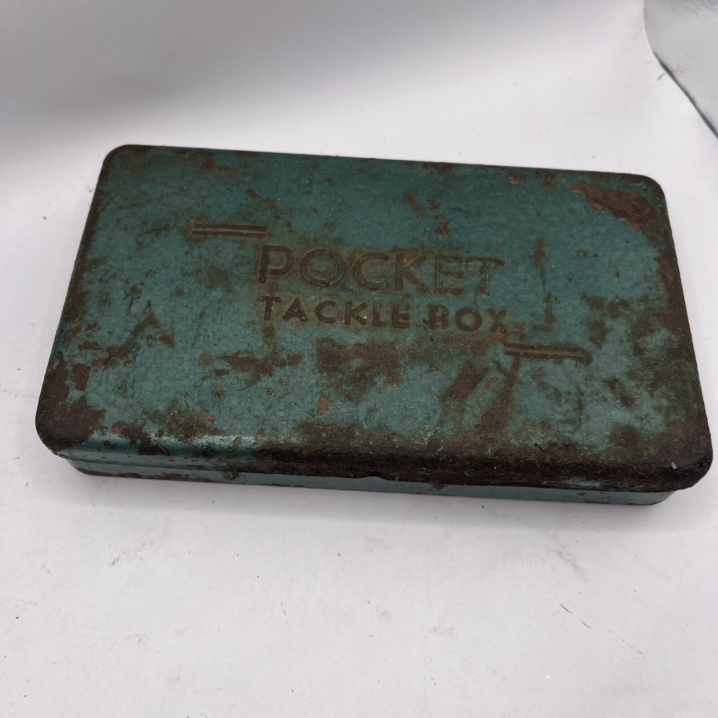 Vintage Pocket Tackle Box Fly Fishing Empty Green Metal 1940's
