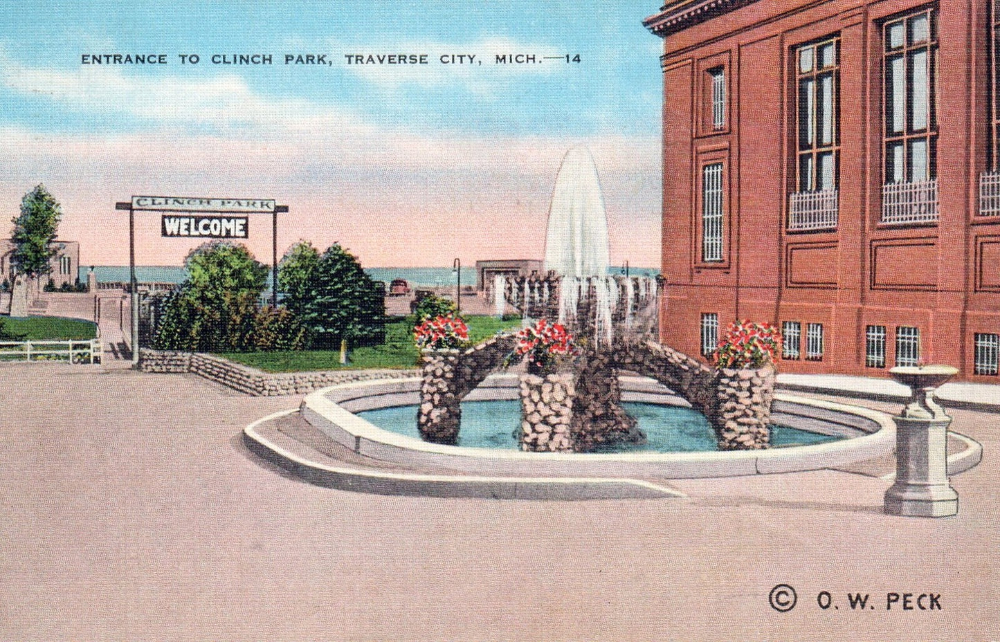 Entrance to Clinch Park in Traverse City Michigan MI Postcard