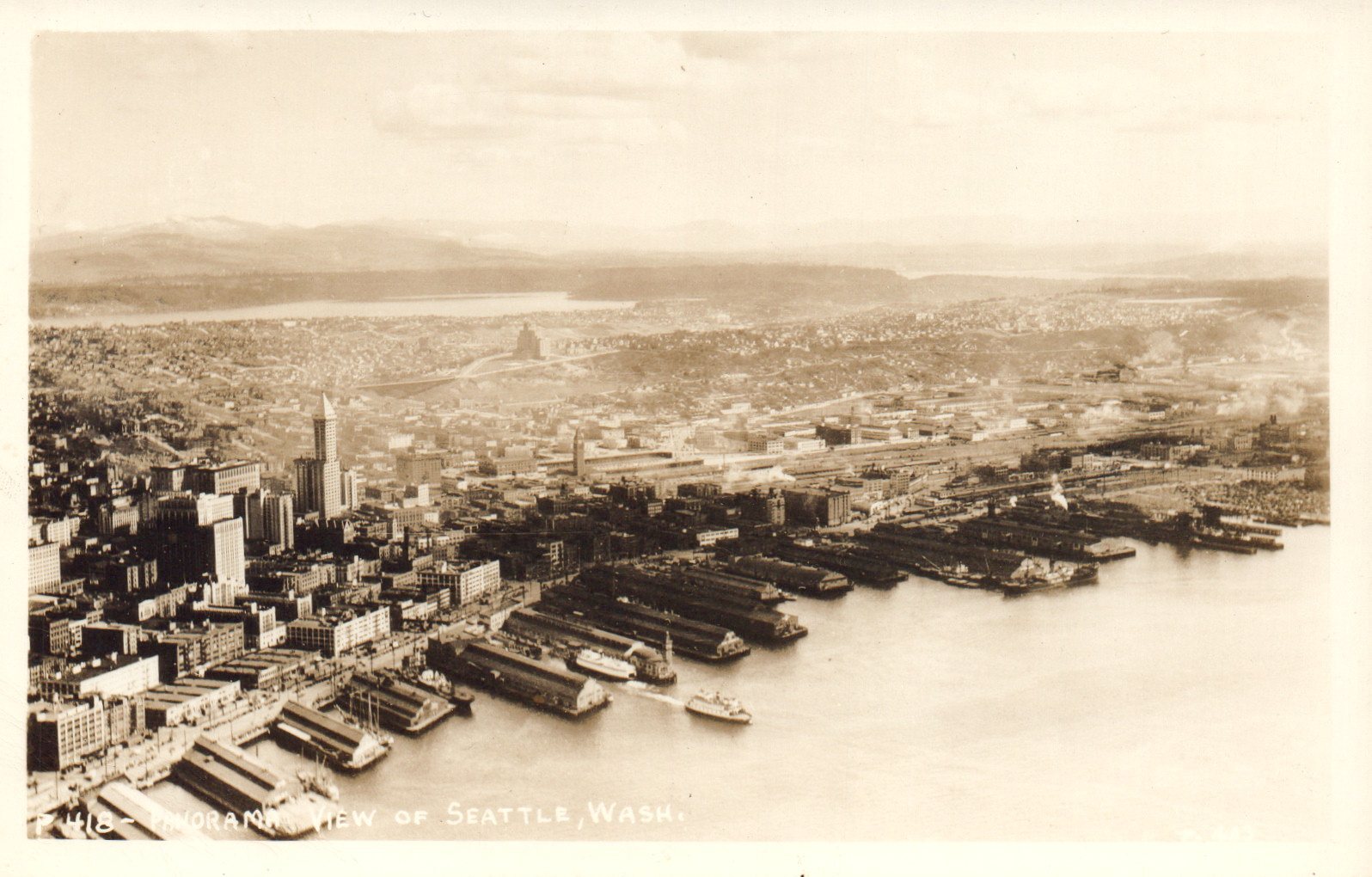 Panoramic View of Seattle Washington Wash WA Real Photo EKC 1939-1950