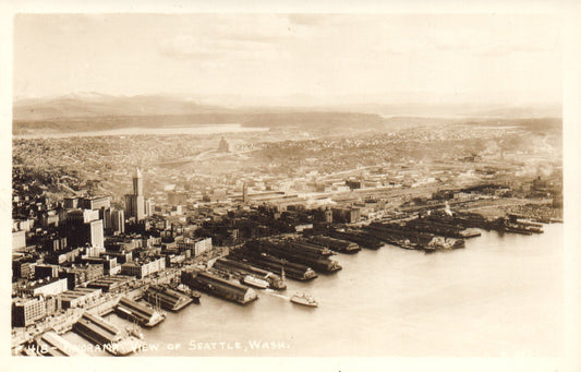 Panoramic View of Seattle Washington Wash WA Real Photo EKC 1939-1950
