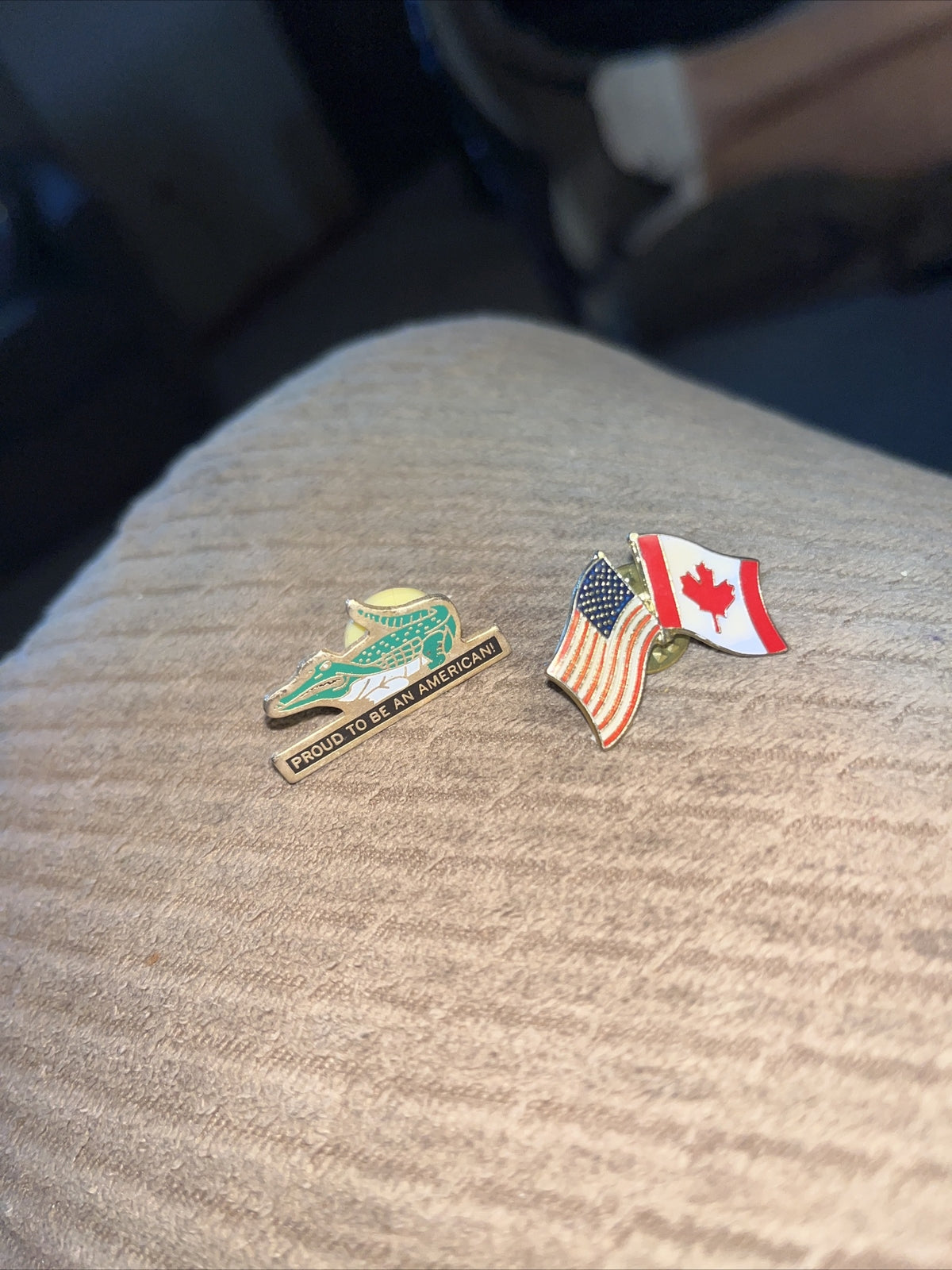 American /Canadian Flag & Proud To B American Pin Collectors Pins (2)