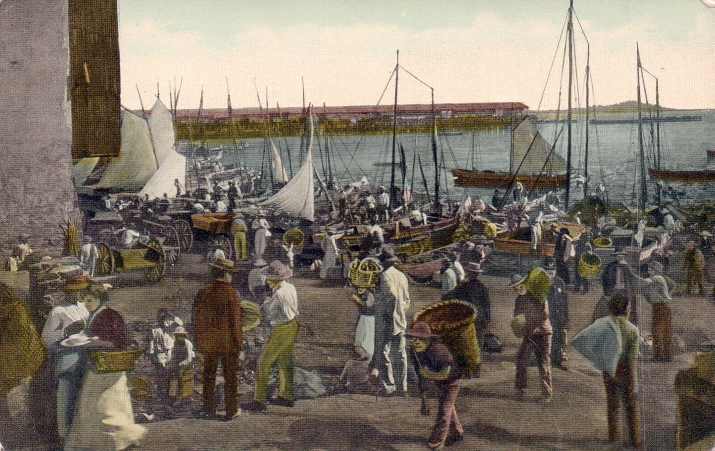 The Market Place in Colon by the Atlantic Canal Entrance Vintage Panama Postcard