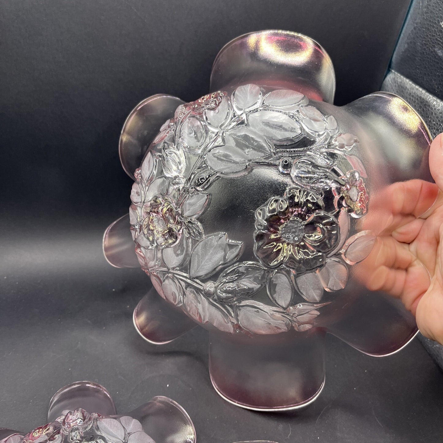 Mikasa Pink Dogwood Flower Rosella Crystal Glass Set Made in W. Germany