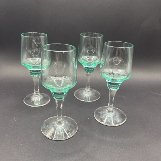Cordial Glassware Vintage Teal Set Of 4