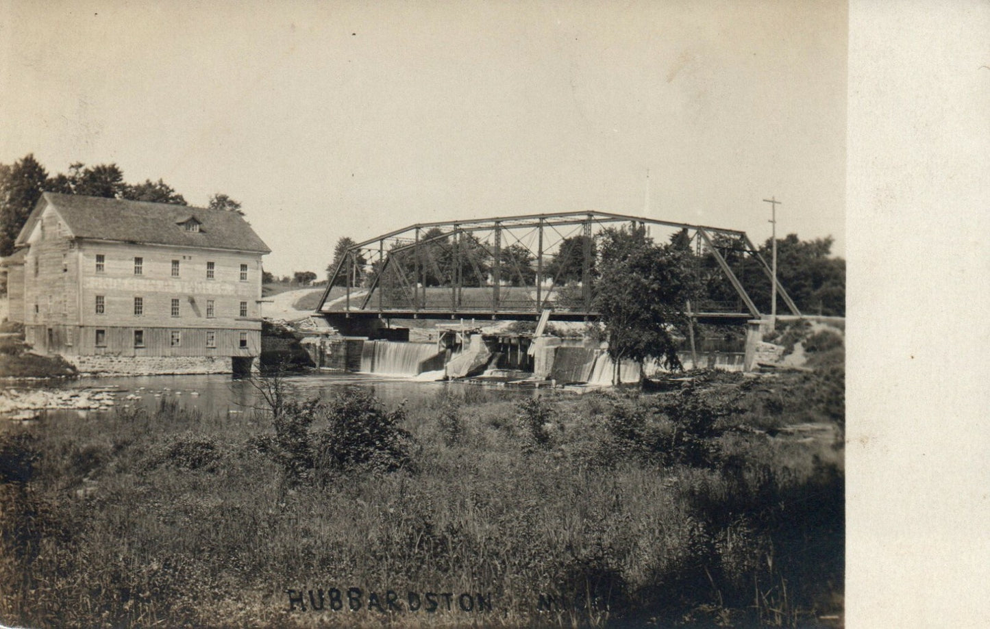 Real Photo Hubbardston Metal Bridge Over The Water  Michigan MI Postcard