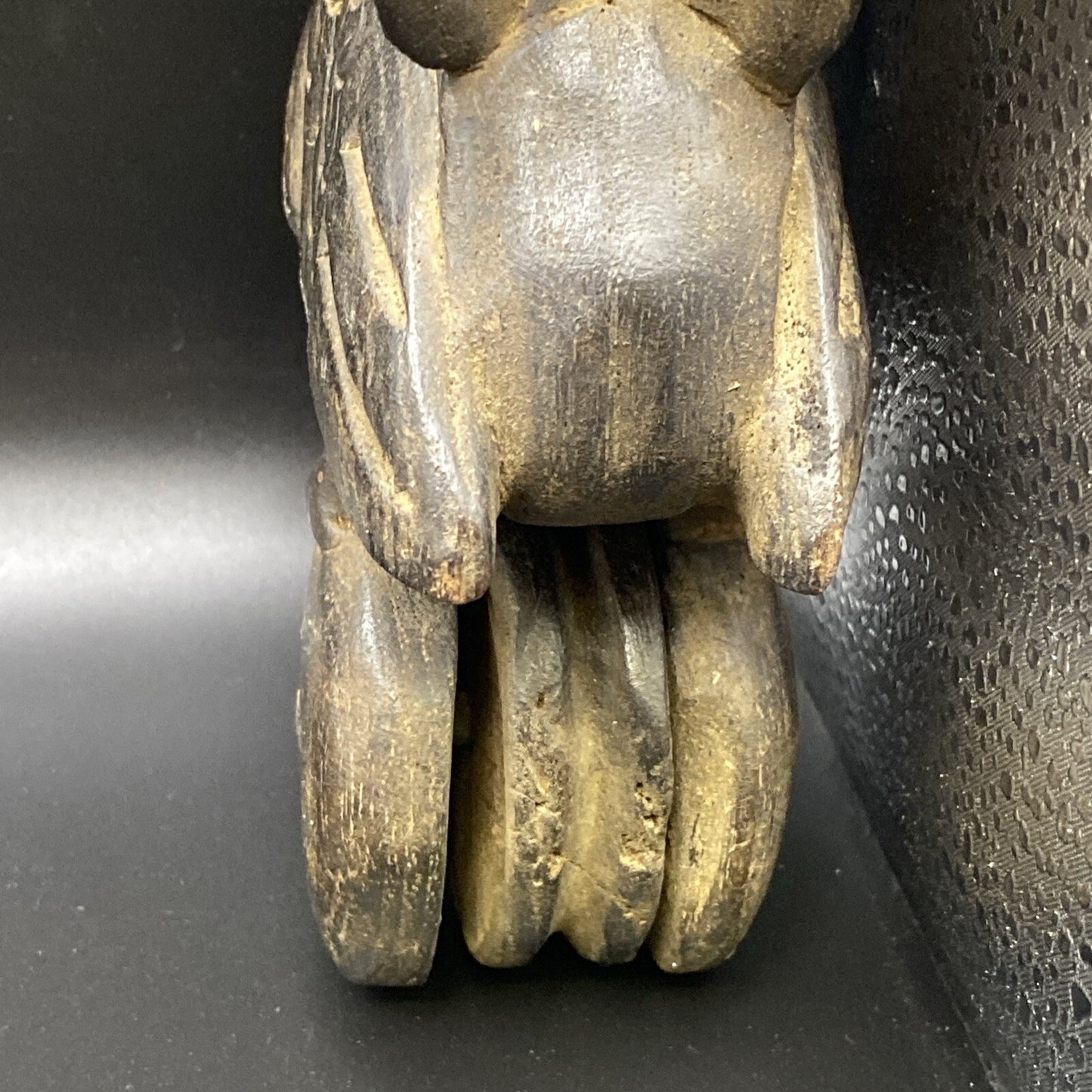 8" Antique Primitive Carved Wood Weaving Loom Pulley  Burmese Burma Bird