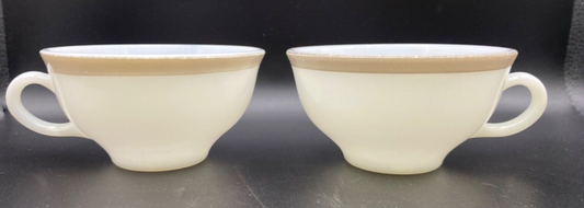 RARE Set of 2 Vintage  Pyrex White Dove Grey Regency  Trim Gray USA Cup cups