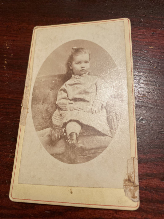 Real Photo CDV Young Girl Child Long Hair Period Clothing
