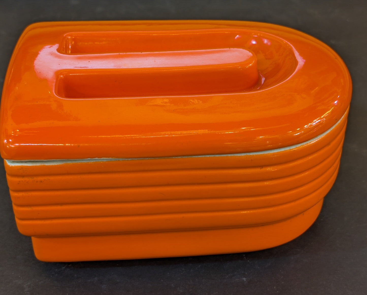 Vintage Hall China Company Westinghouse Refrigerator Dish Art Deco ~ Orange