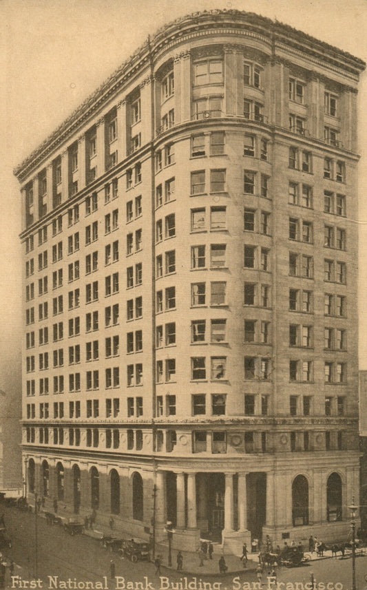 1914 First National Building California CA Vintage Postcard Expo Stamp