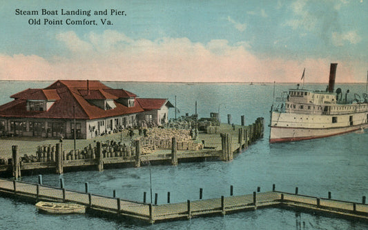 Steamboat Landing and Pier Old Point Comfort VA Virginia  Postcard