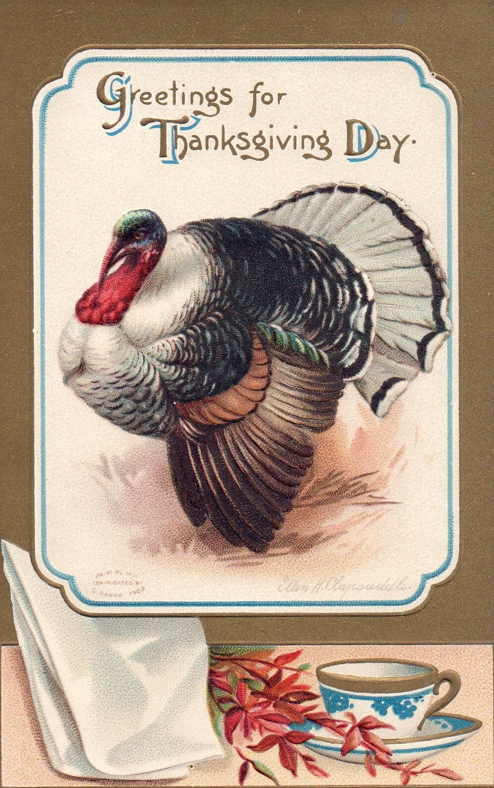 Ellen Clapsaddle Greetings For Thanksgiving Day Thanksgiving Postcard