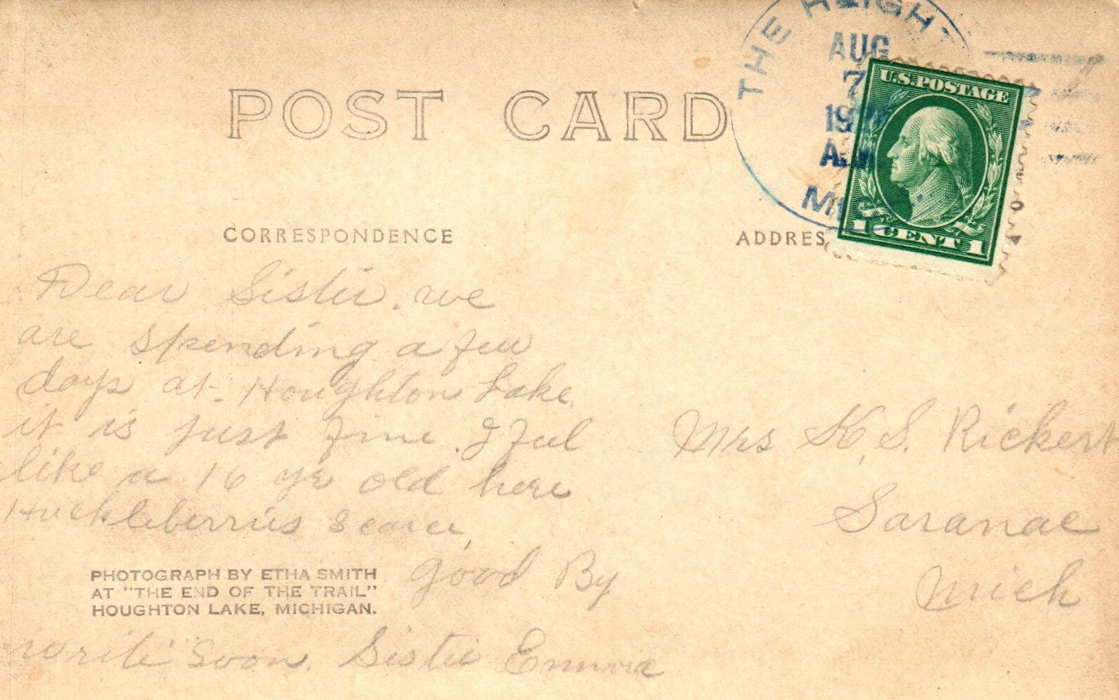 RARE Real Photo Parks General Store Houghton Heights Michigan  MI Old cars