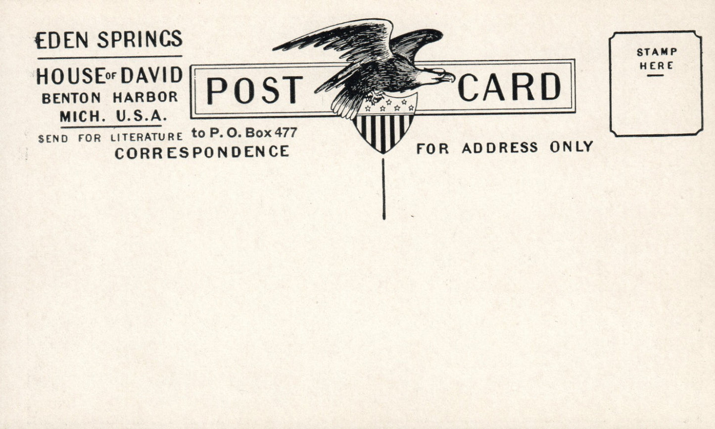 Park Entrance House of David Benton Harbor MI Michigan Postcard