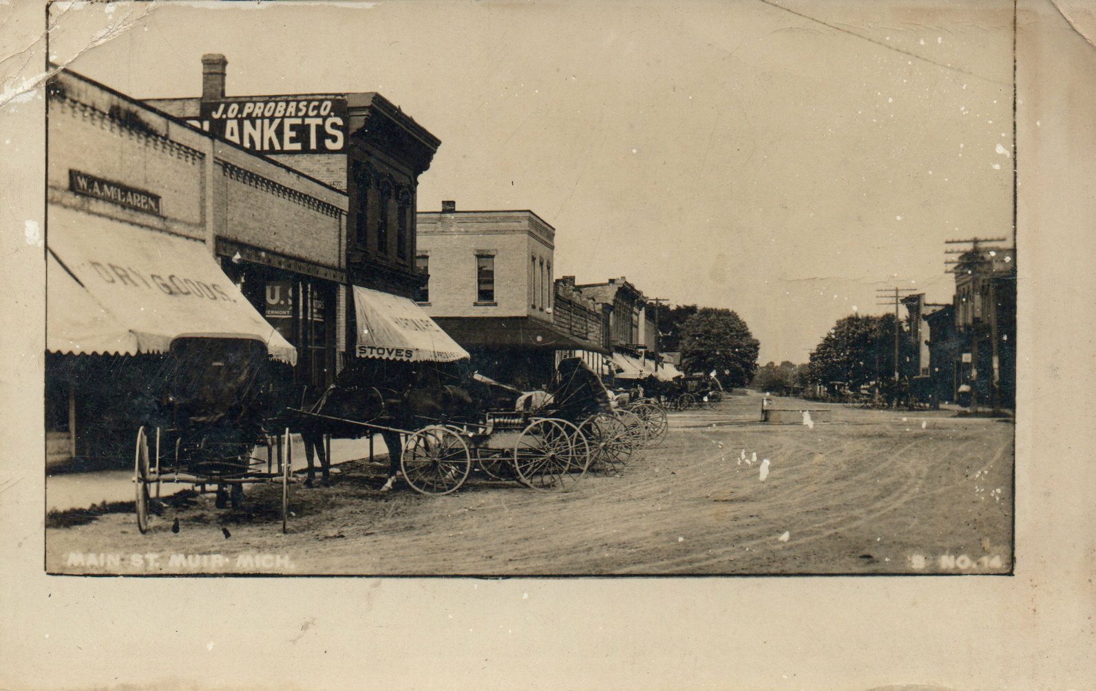 1910 Real Photo Main Street Muir Michigan MI Postcard B No 14