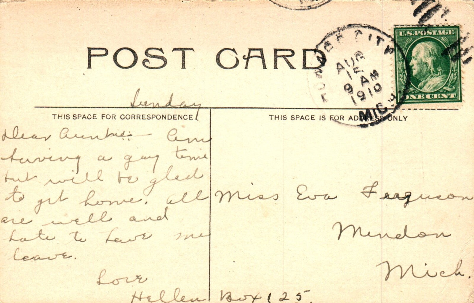 A Business Block in Howard City MI Michigan Mich Postcard