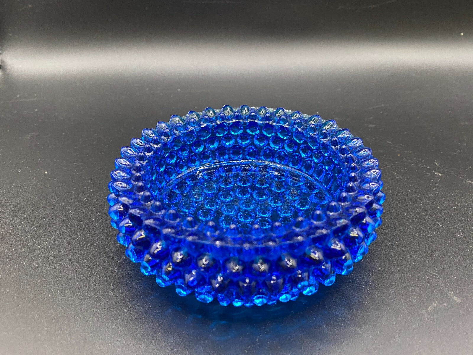 Fenton Cobalt Blue Hobnail Salt Cellar Votive Tea Lite Candle Holder 3.75" Round