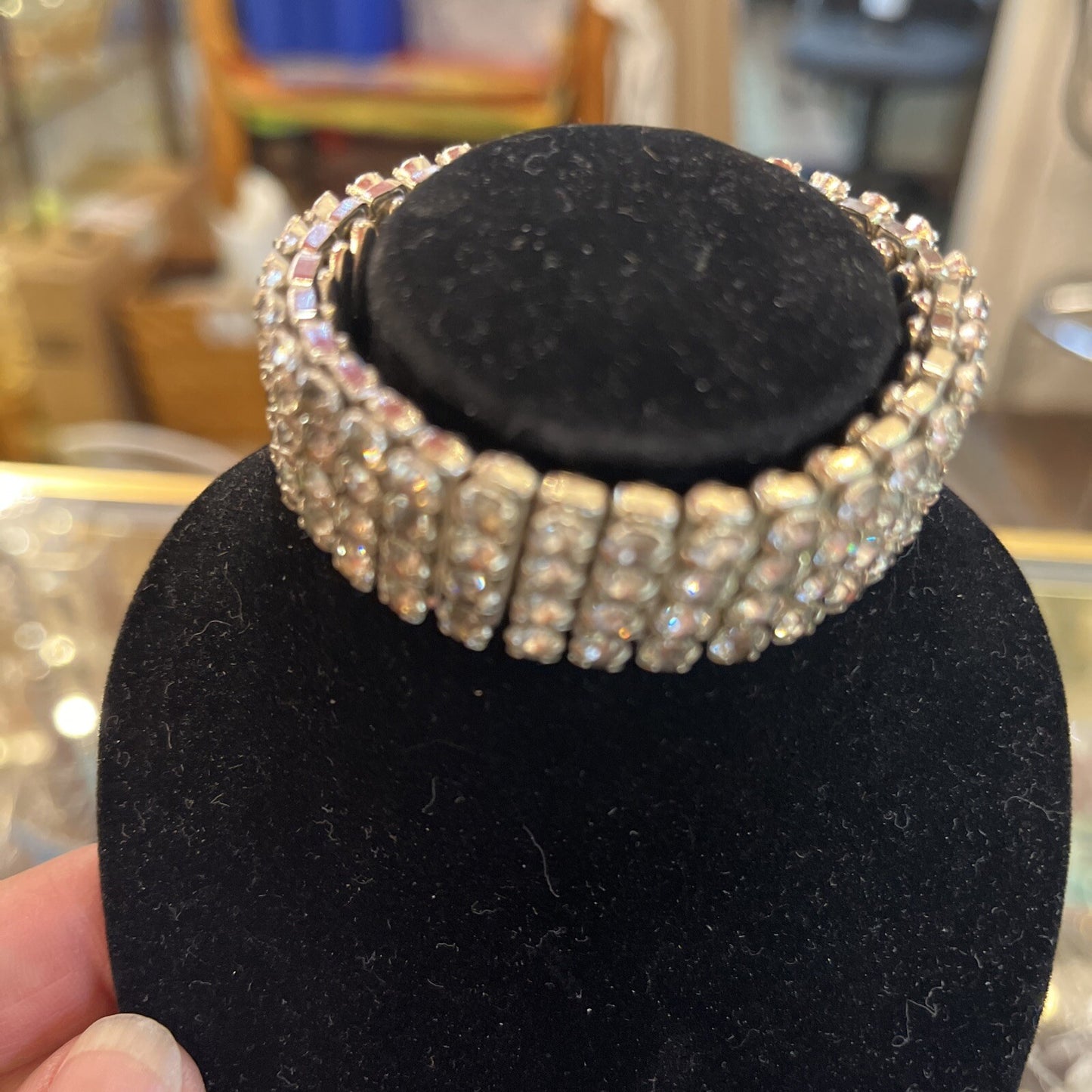 Vintage 1950’s New York Expandable Rhinestone Bracelet Made in British Hong Kong