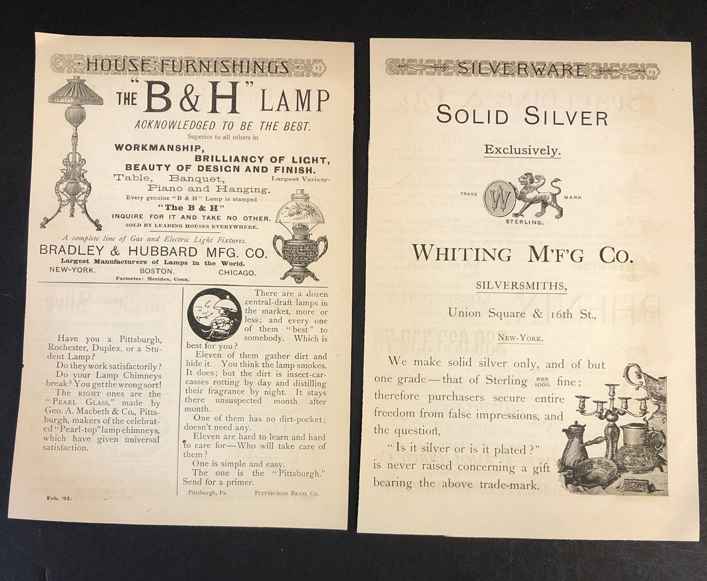Household Lamps China Clocks 13 pages - 1891 Harpers Magazine Advertisements Ads