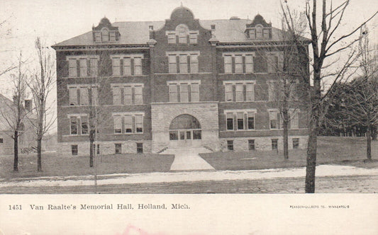 Van Raalte's Memorial Hall in Holland Michigan Mich MI Postcard