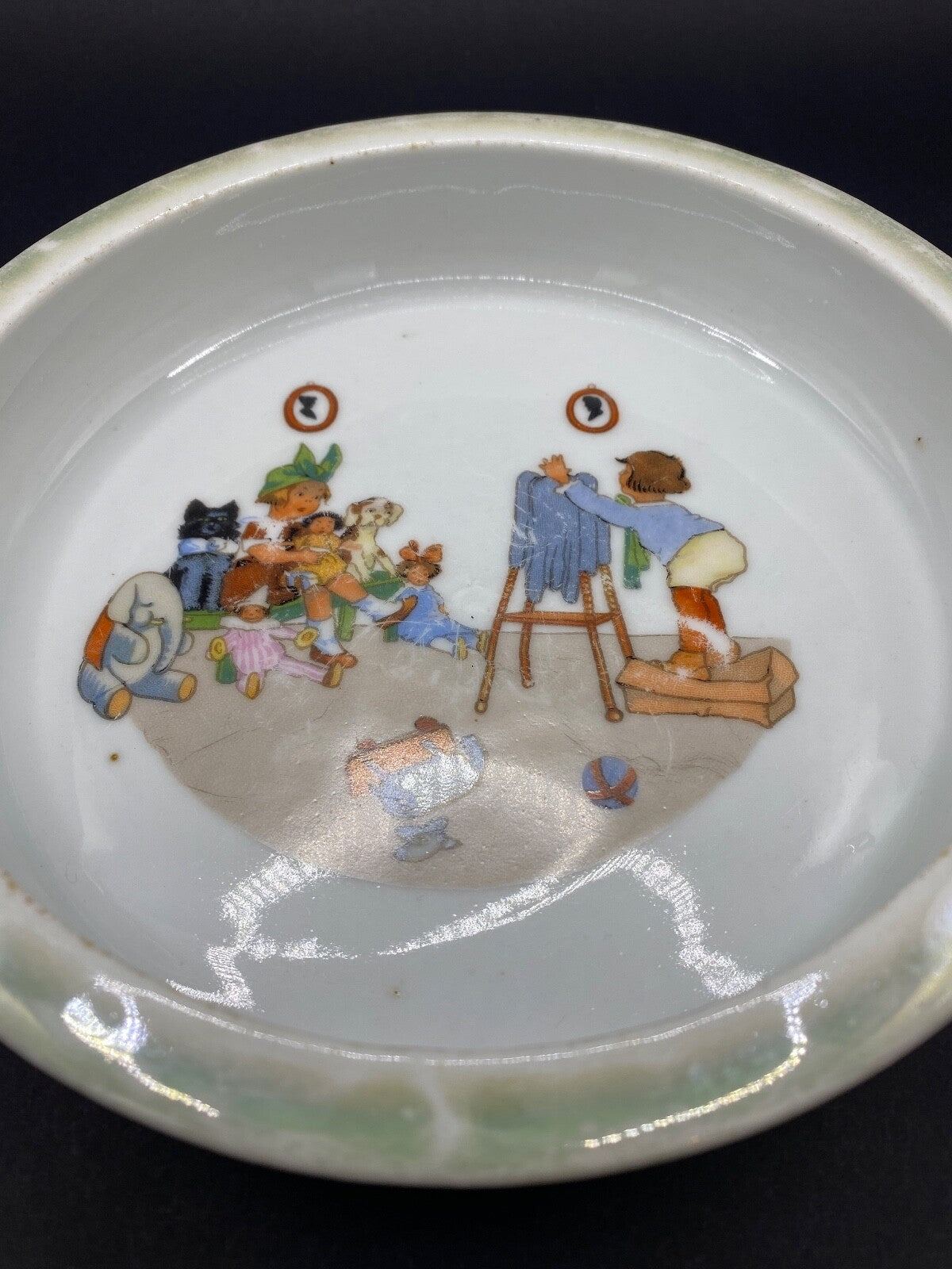 Vintage 1900s Children's Rim Bowl w/ Artwork on the Bottom Made in Germany Bowl