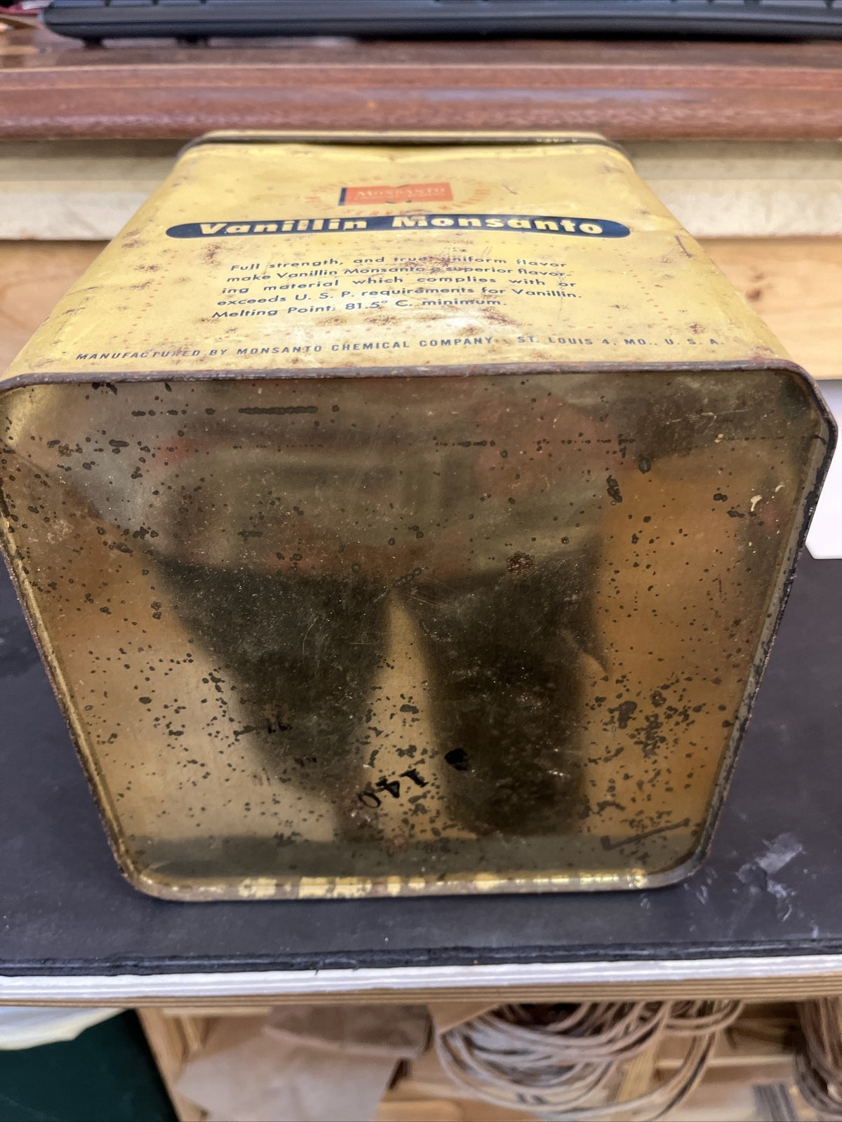 Vintage Monsanto Chemical Plastic 25 Pound Tin Vanillin Monsantofff