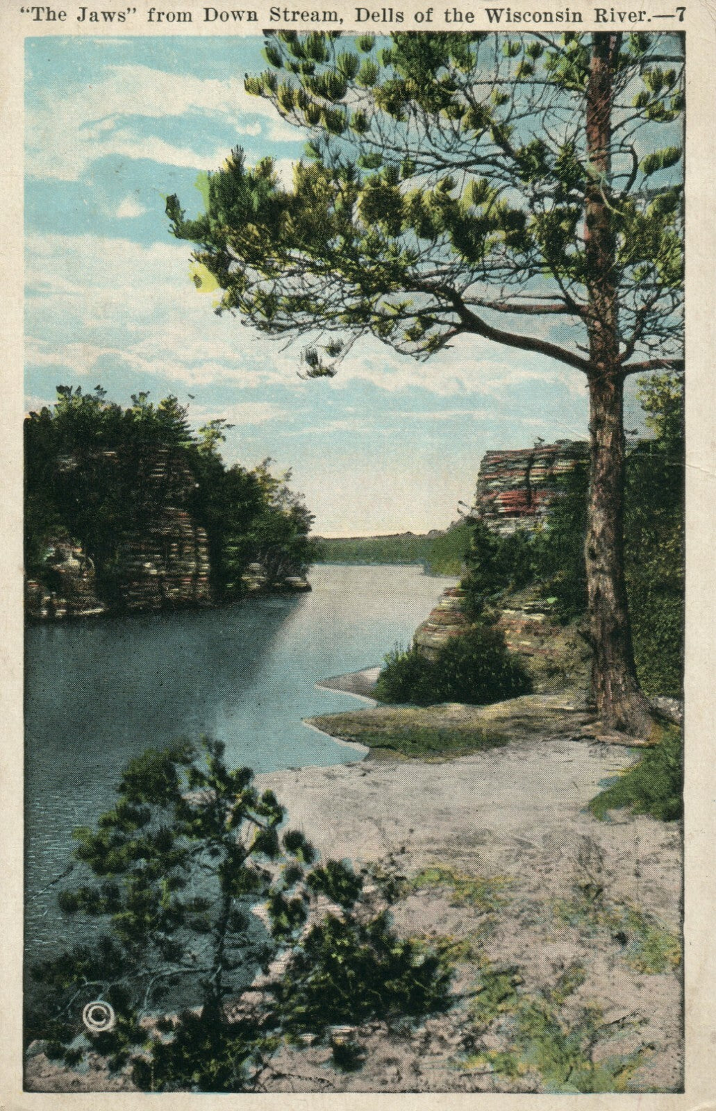 The Jaws Down Stream Dells Of Wisconsin River WI Wisconsin Postcard