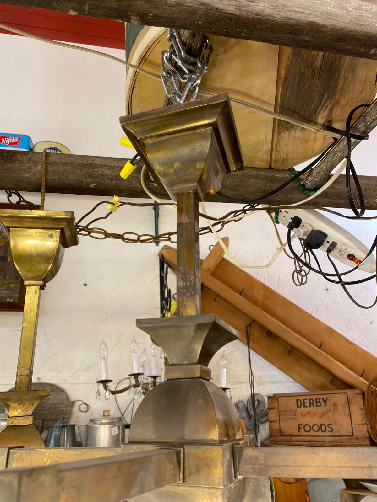 4 Light 1910s Craftsman Hubbell Socket Chandelier Arts & Crafts Mission