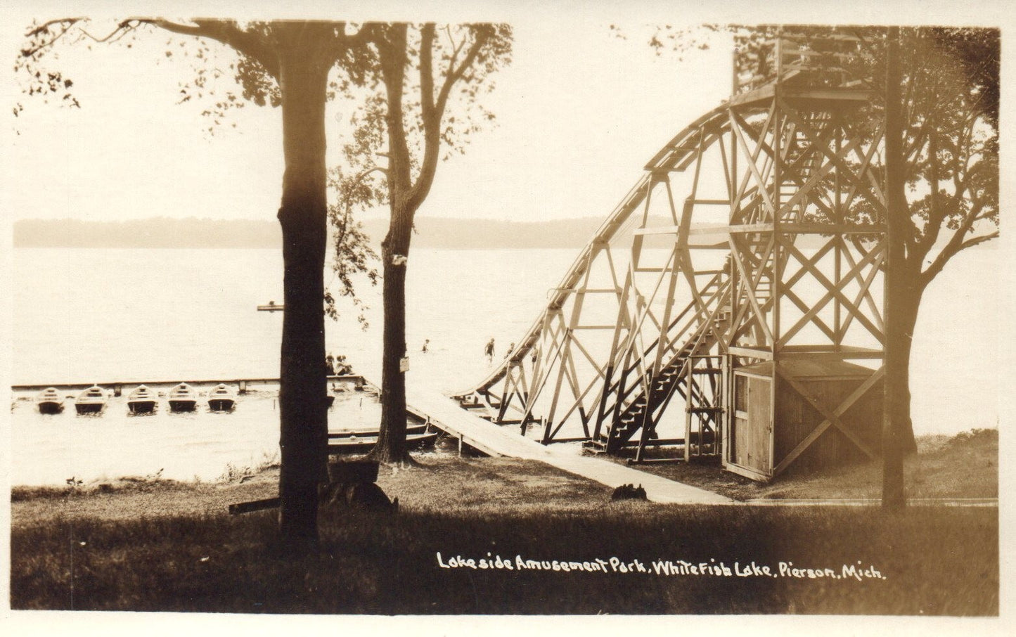 Lakeside Amusement Park Whitefish Lake Pierson MI Michigan Mich Postcard