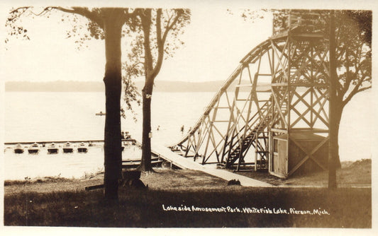 Lakeside Amusement Park Whitefish Lake Pierson MI Michigan Mich Postcard