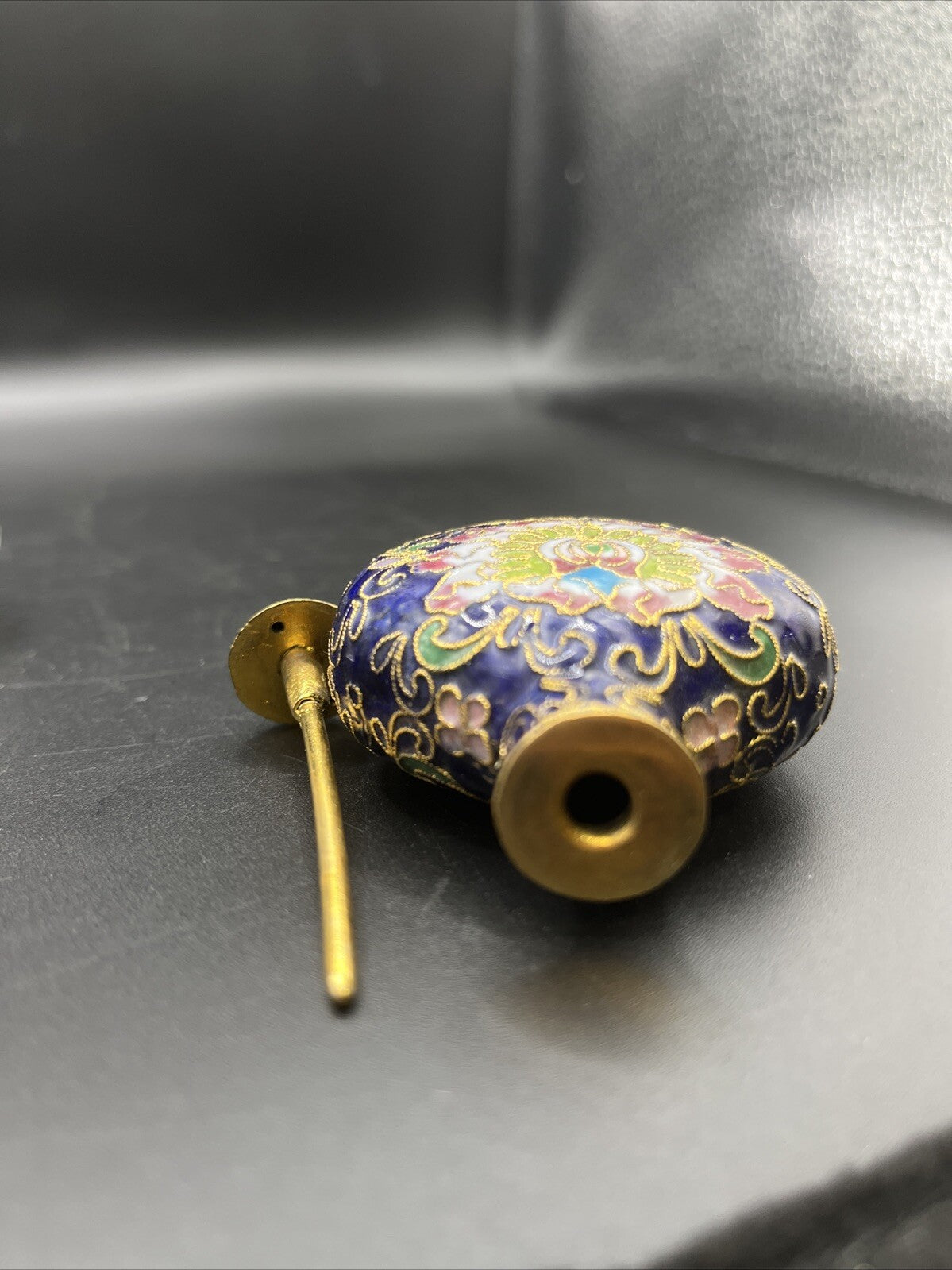 Vintage Enamel Cloisonne Perfume Bottle blue gold