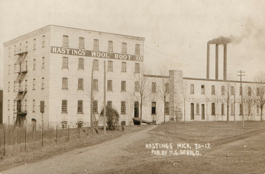 Real Photo M G Sebald Hastings Wool Boot Co MI Michigan Postcard  