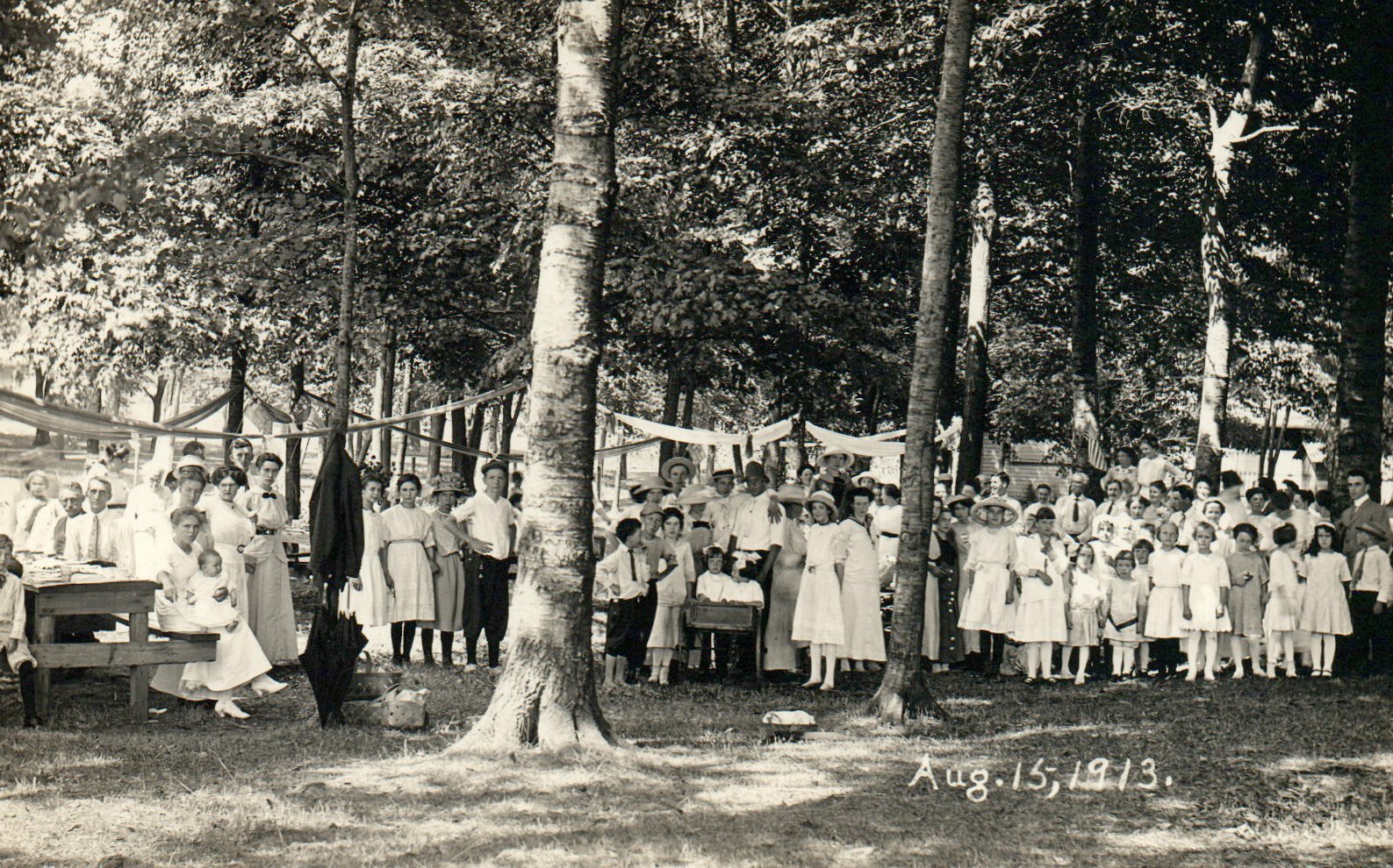 Real Photo 1913 Family Gathering Michigan MI Postcard