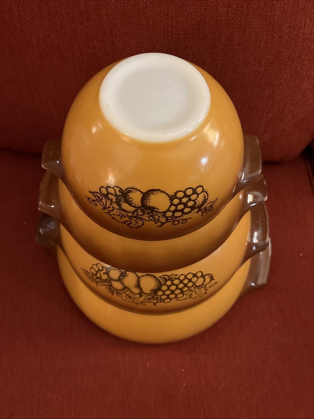 Pyrex Nesting Cinderella Mixing Bowls Old Orchard Set of (4) 441 442 443 444