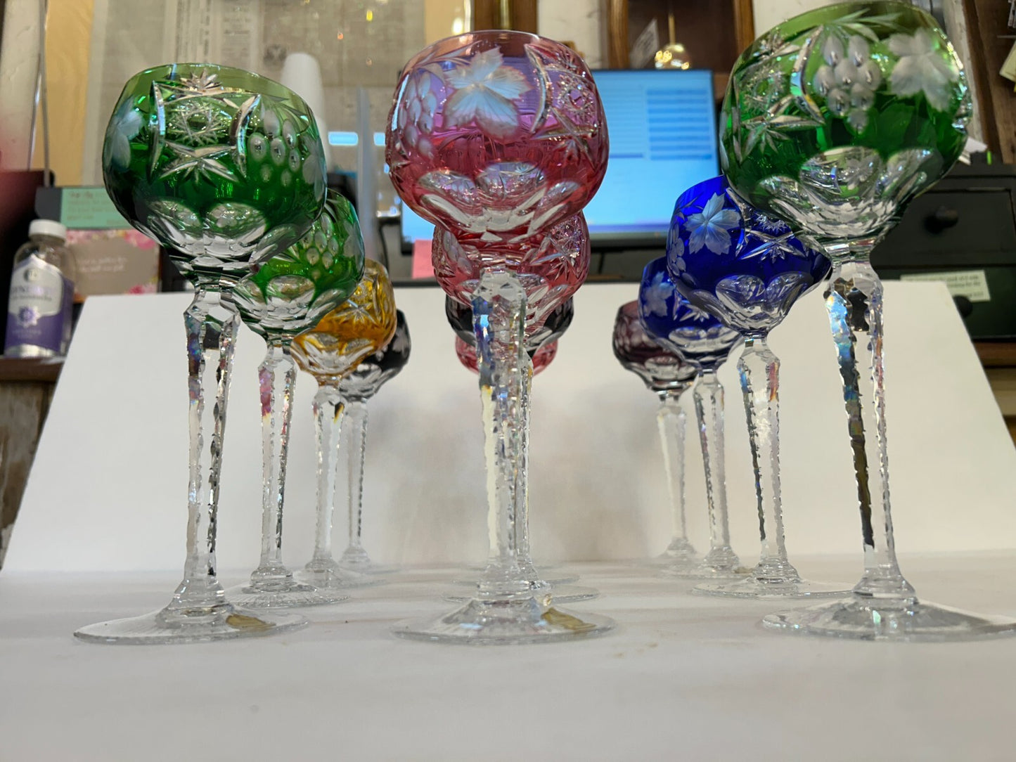12 NACHTMANN TRAUBE Crystal 8.25 Cut To Clear WINE GOBLET Bohemian Marsala