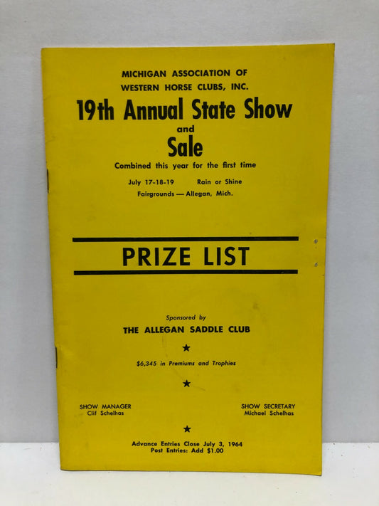 19th Annual State Show and Sale Michigan Association of Western Horse Clubs INC