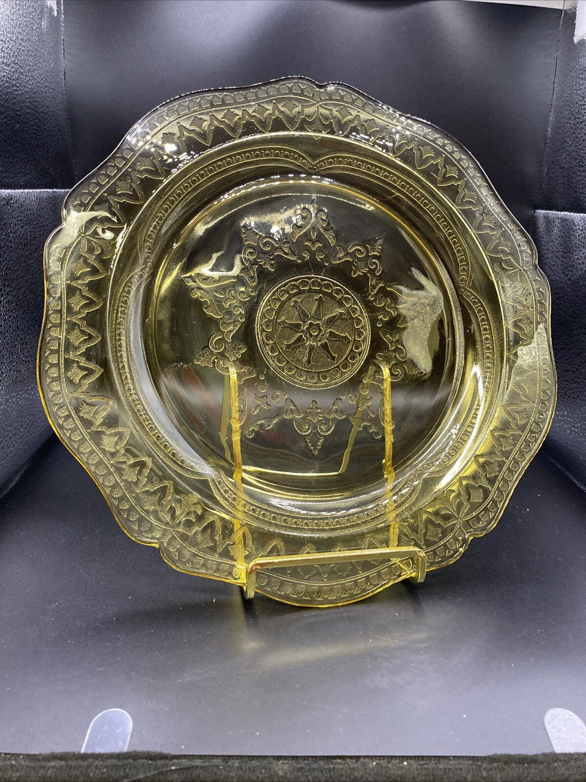 Federal Amber Patrician Spoke Yellow Depression Glass 11" Dinner Plate VTG 1930
