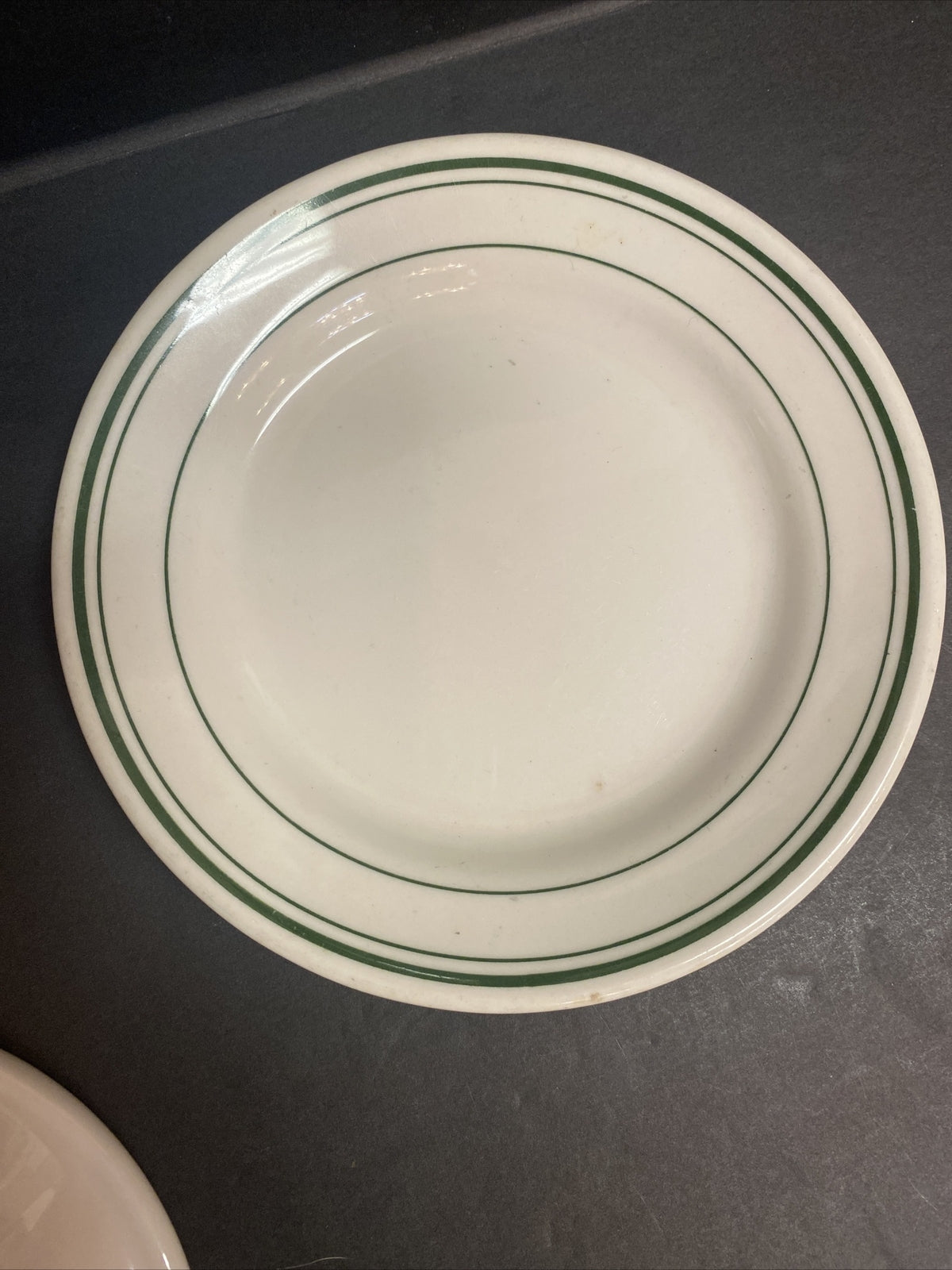Rare Railroad 3 Plate Lot Green White Homer Laughlin Dinnerware China