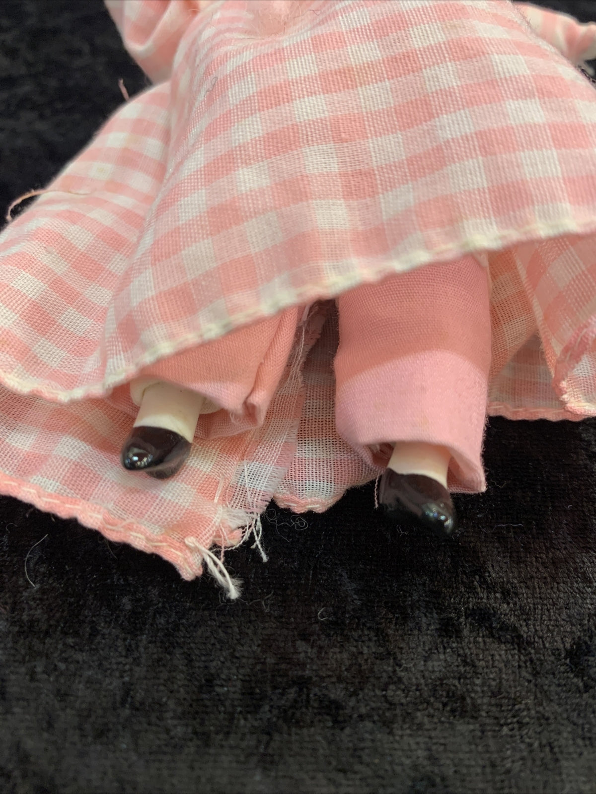 Vintage SULK Dolls Man with Oversized Suit Woman  Pink Plaid Dress Tiny Head