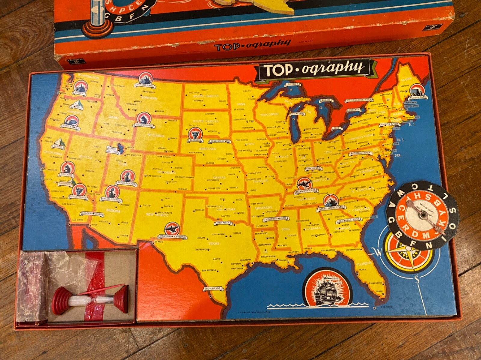 vintage 1945 Topography Board Game Cadaco Ellis