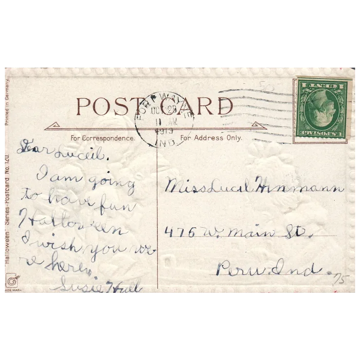 Halloween Greetings Three Little Girls Bobbing For Apples Gibson Series 120