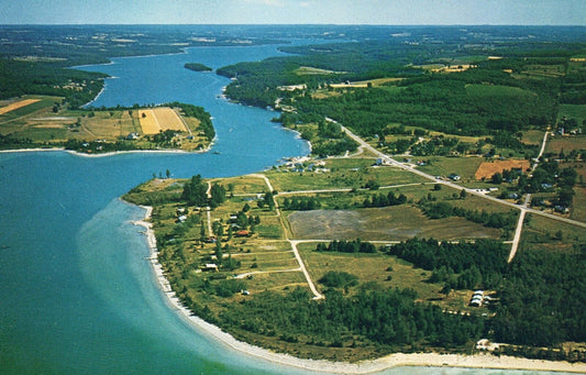 Air View Showing South Arm of Lake Charlevoix in Ironton Michigan MI Postcard