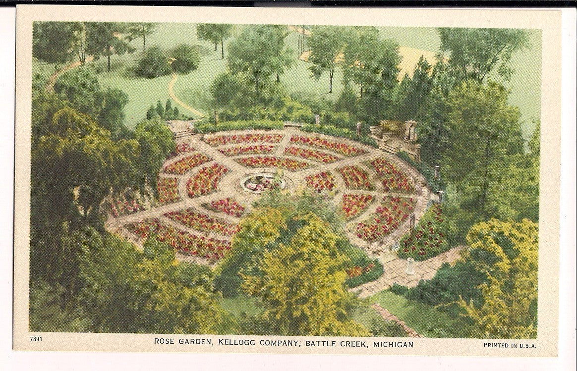 Rose Garden Kellogg Company Battle Creek MI Michigan Mich  Postcard