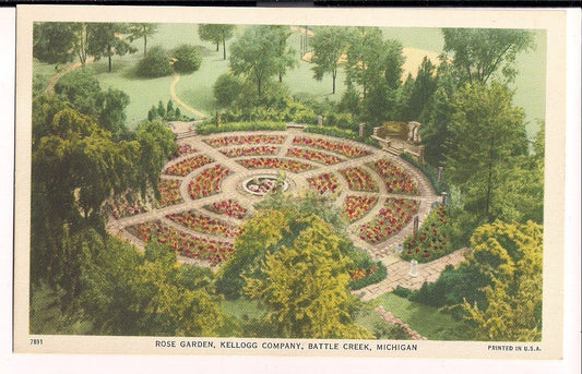 Rose Garden Kellogg Company Battle Creek MI Michigan Mich  Postcard