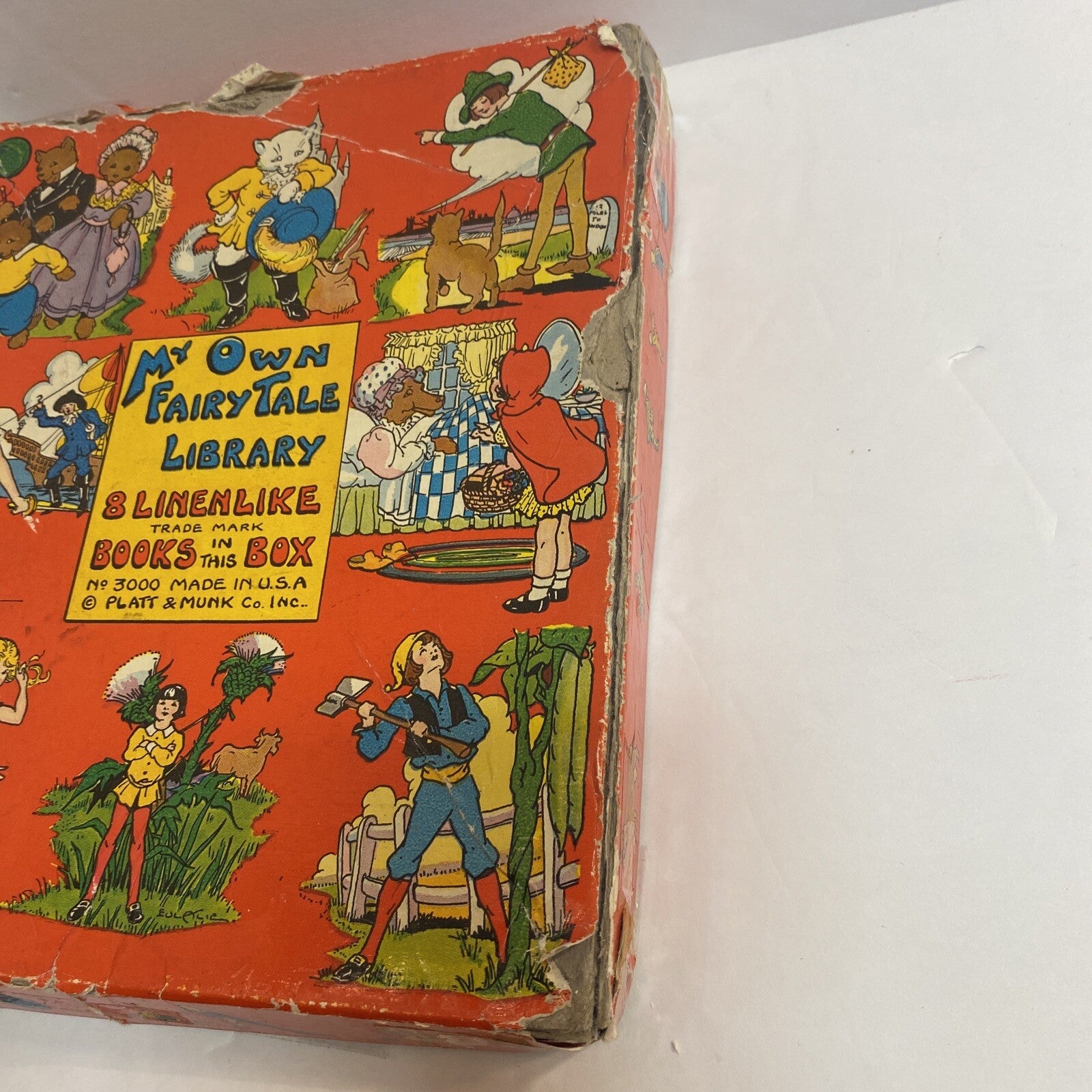 My Own Fairy Tale Library 8 LINENLIKE Books In A Box~Platt & Munk~No  3000~1939